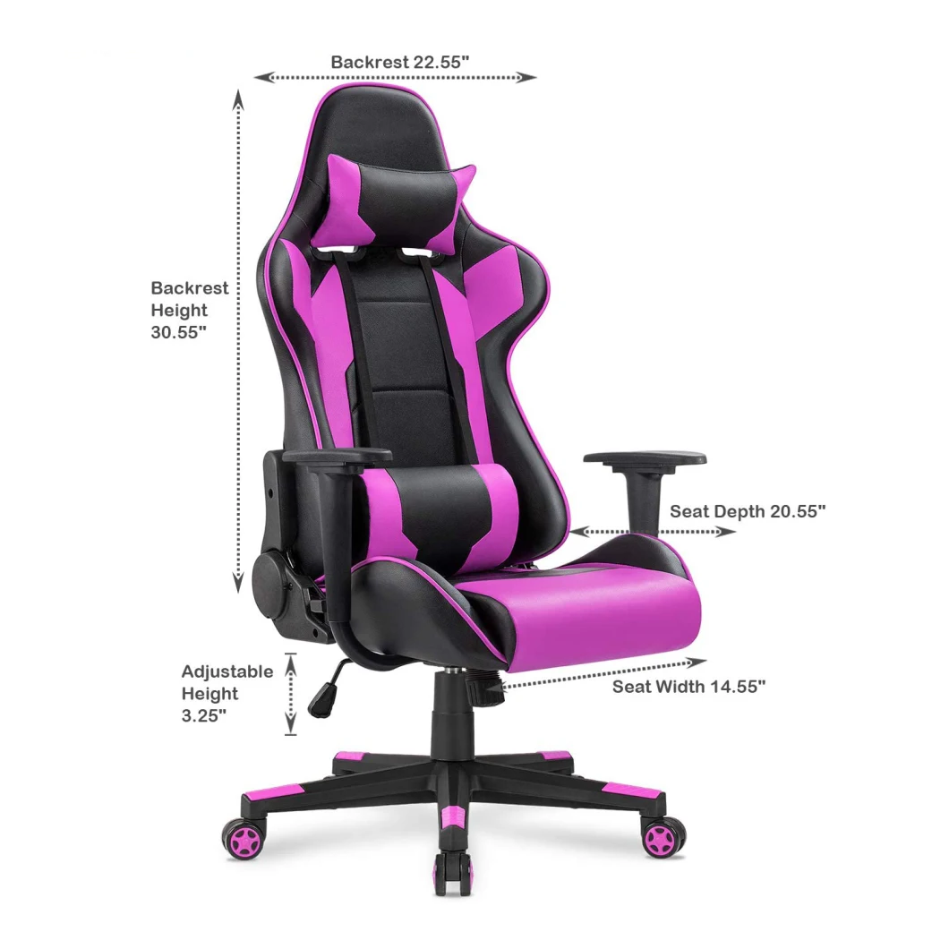 Free Sample PC Dropshipping Leather Yi Silla Gamer Chaire Racing Computer Reclining LED Gaming Chair with Footrest