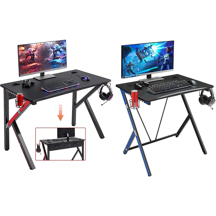 Z Shaped Home Office PC Computer Table Ergonomic Gaming Desk with Headphone Hook