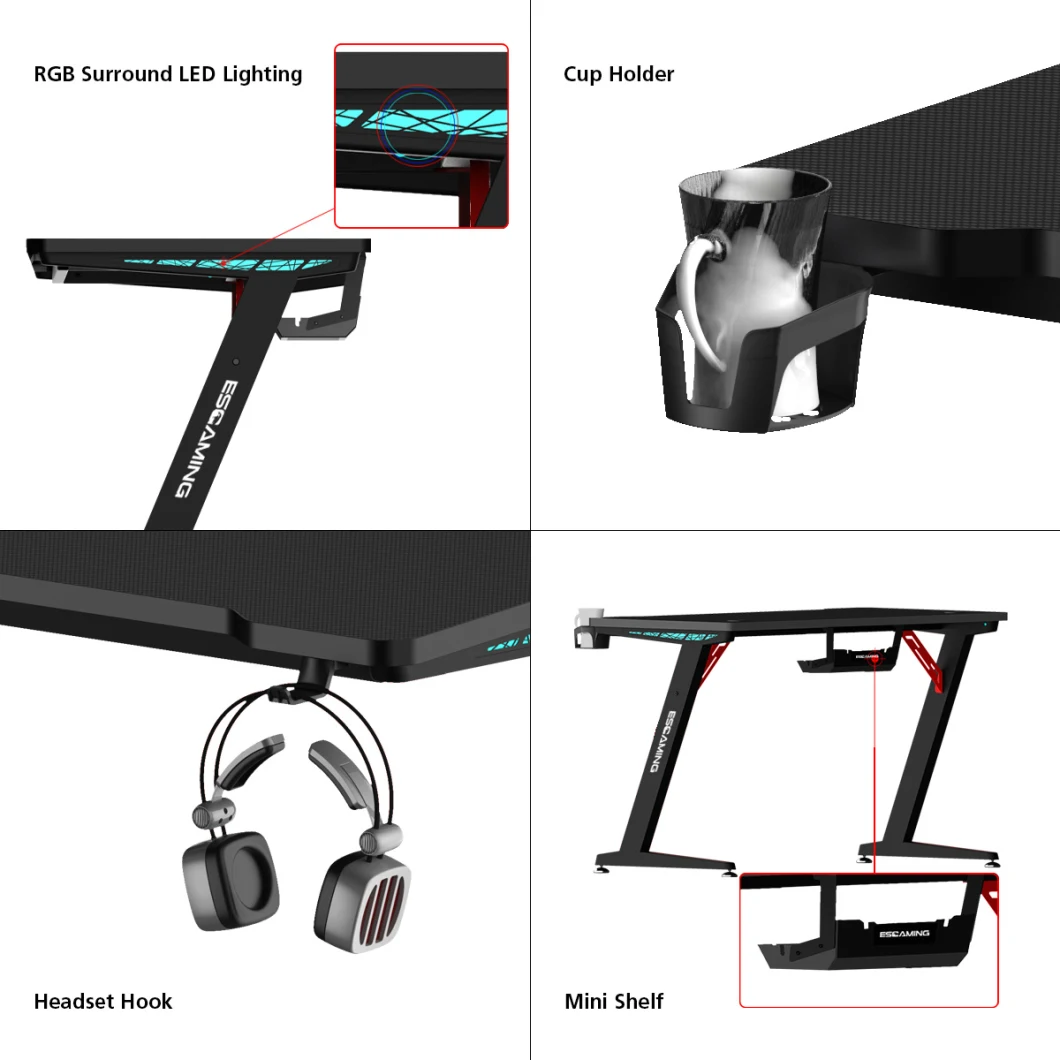 Light Luxury Computer Gaming Desk Solid Metal Desk Adjustable PC Desk Desktop