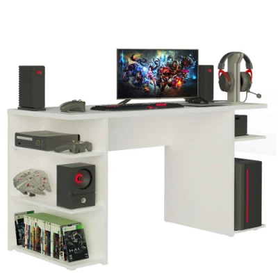 Scrivania per computer con ripiani, scrivania per casa e ufficio, scrivania per supporto per monitor di grandi dimensioni, tavolo da gioco, scrivania in legno, scrivania per computer da gioco