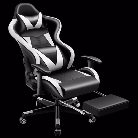 Spedizione gratuita Poggiapiedi stile pelle da corsa Marchio da pavimento Bilanciere Meccanismo nero Sedie da ufficio personalizzate Sedia da gioco campione